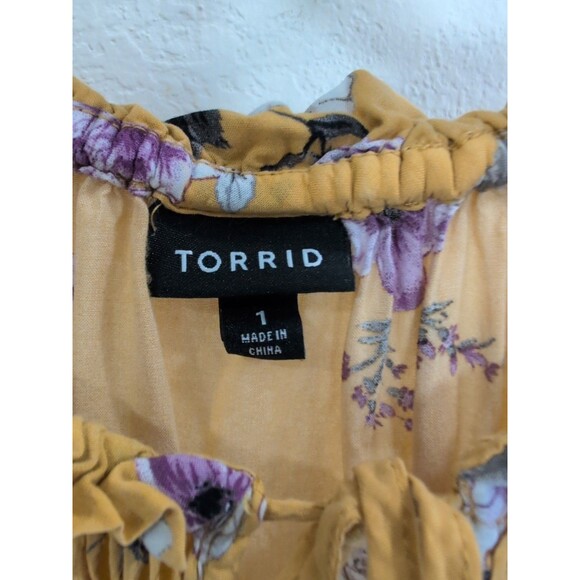 Torrid Women’s Blouse Top Size 1 Sleeveless Flowy Keyhole Front Tie - Picture 3 of 4